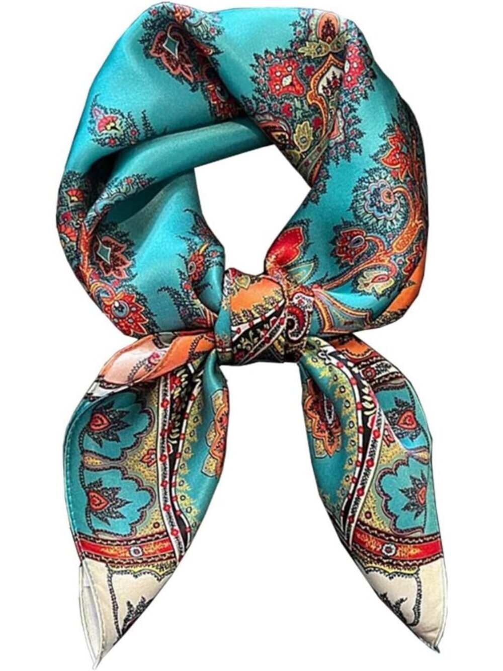 Women's Paisely Multi Mulberry Square Scarf Hair Digital Printed Headscarf Silk